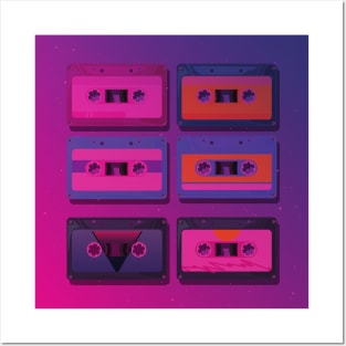 Futuristic Retro Cassette Tapes Posters and Art
